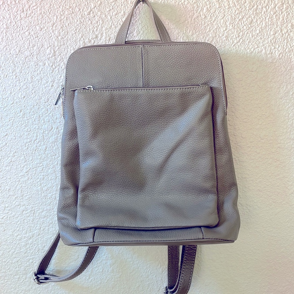 Made in Italy REAL LEATHER grey backpack